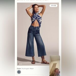 Anthropologie NWT 23 T Reworked High Rise Cropped Flare Pilcro Jeans - Blue